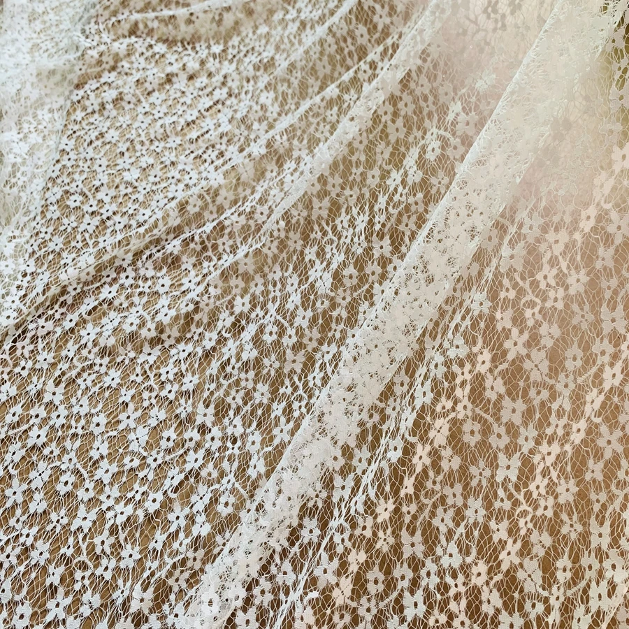 1Piece=1.5x3 meters French Lace Hollowed-out Plum Blossom Eyelash Lace Fabric DIY Clothing Pajamas Underwear Accessories