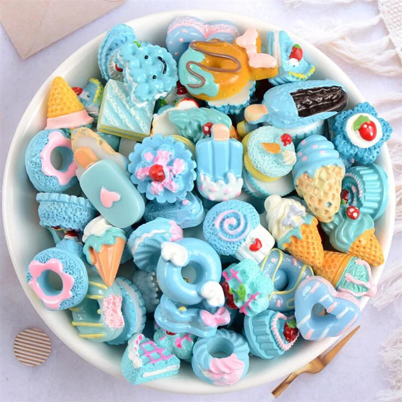 20pcs Candy Sweets Resin Flatback Slime Flat Cabochons Beads Embellishment For DIY Jewelry Findings Accessories Making Supplies