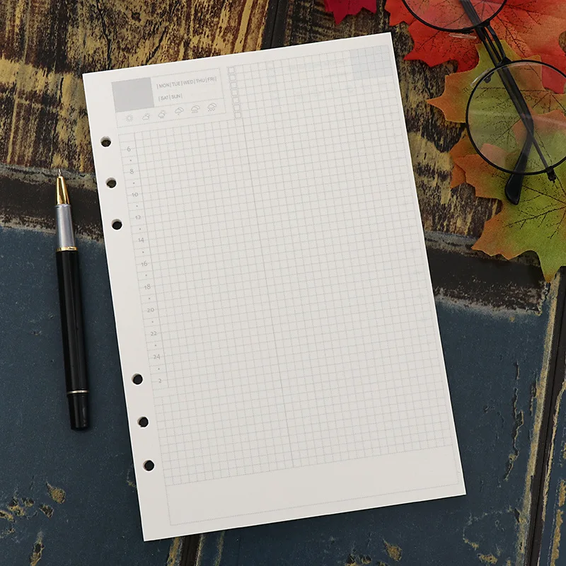 A5 Loose Leaf Notebook Refill Spiral Binder Inner Page Diary Weekly Monthly Planner To Do List Line Dot Grid Inside Paper