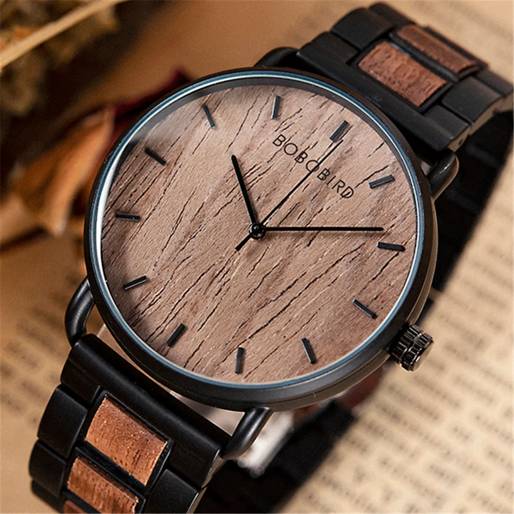 

Watch Men BOBO BIRD Wooden Watches Fashion Luxury Japan Quartz Movement Wristwatch Holiday Gift Box Fast Shipping reloj hombre