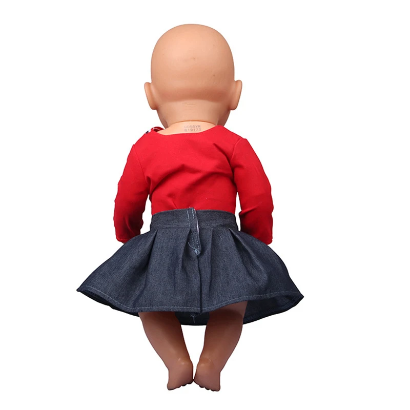 18 Inch Doll Costume Red Coat+Skirt Cartoon Two-piece Suit Reborn Dolls Dress American Girl Doll Clothes Reborn Baby Girl Gifts