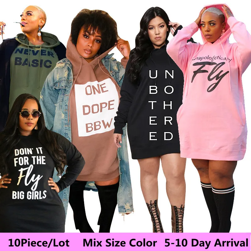 Bulk Items Wholesale Lots Plus Size Dress Mix Size Color Xl-5xl  Fall Clothes Casual Hoodie Loose Mini Dresses 5-10day Arrival