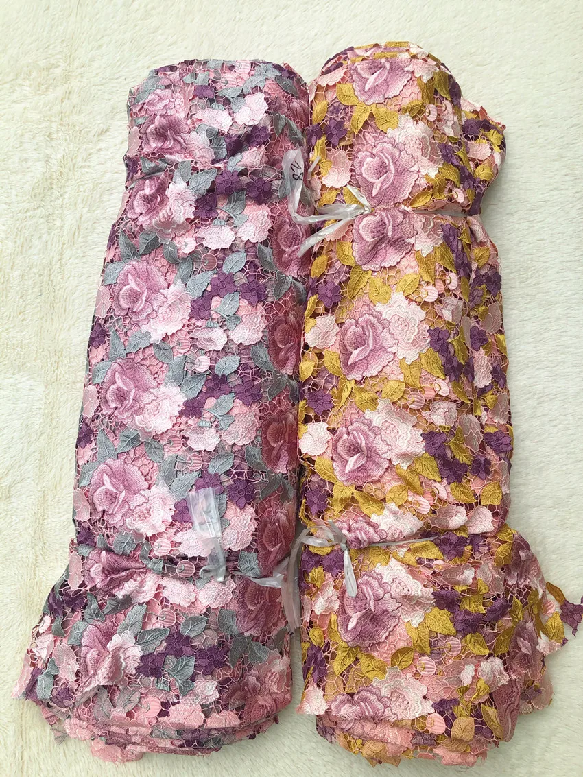 Afrikanischer Spitzenstoff 2026 Hochwertige Wasserlösliche Bestickte Modische Weiche Spitze 5 Yards – Detail 15