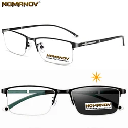 Business Hlaf-rim Alloy Frame Photochromic Grey Lenses Progressive Multifocus Reading Glasses Add 75 100 125 150 175 to 400