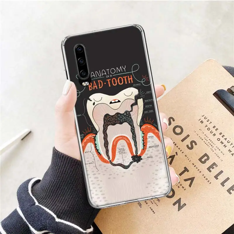 NEW ARRIVAL Dental Anatomy Bad Tooth Soft Cover Phone Case For Huawei P30 P20 P10 P40 P50 Mate 40 30 20 10 Pro Lite + Soft Cover