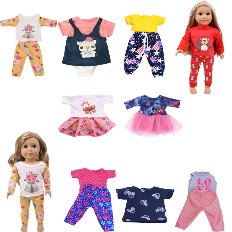 

9 Set Beautiful Doll Clothes Dress & Two Piece Suit For 18 Inch Dolls And New Born Baby Generation Birthday Girl's Toy Gifts