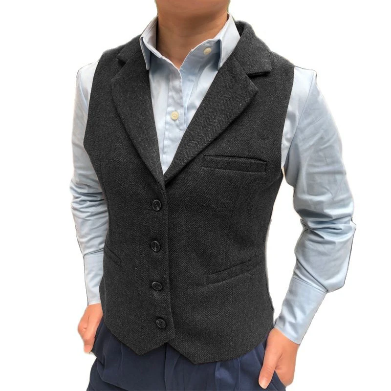 Women's suit vest herringbone wool vest business Slim Fit Work Wear Waistcoat