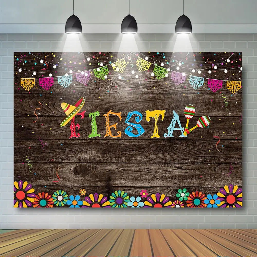 

Mexican Fiesta Backdrop Vintage Wood Fiesta Party Background Mexican Dress-up Birthday Pool Event Fiesta Party Decoration