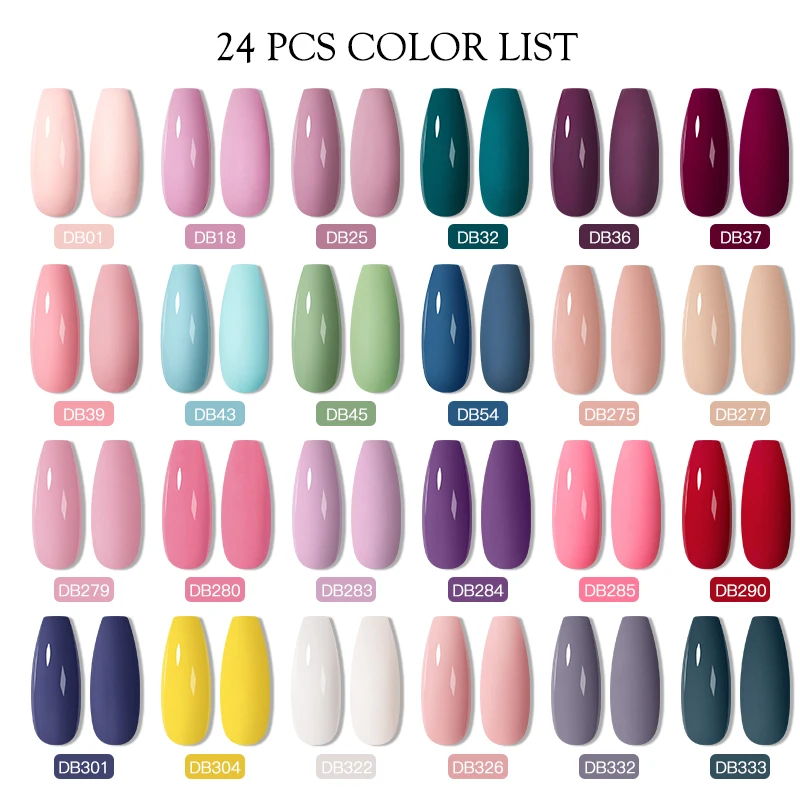 MTSSII-Juego de esmaltes de uñas en Gel, barniz semipermanente con purpurina UV, Base superior mate, 24/60/66 piezas