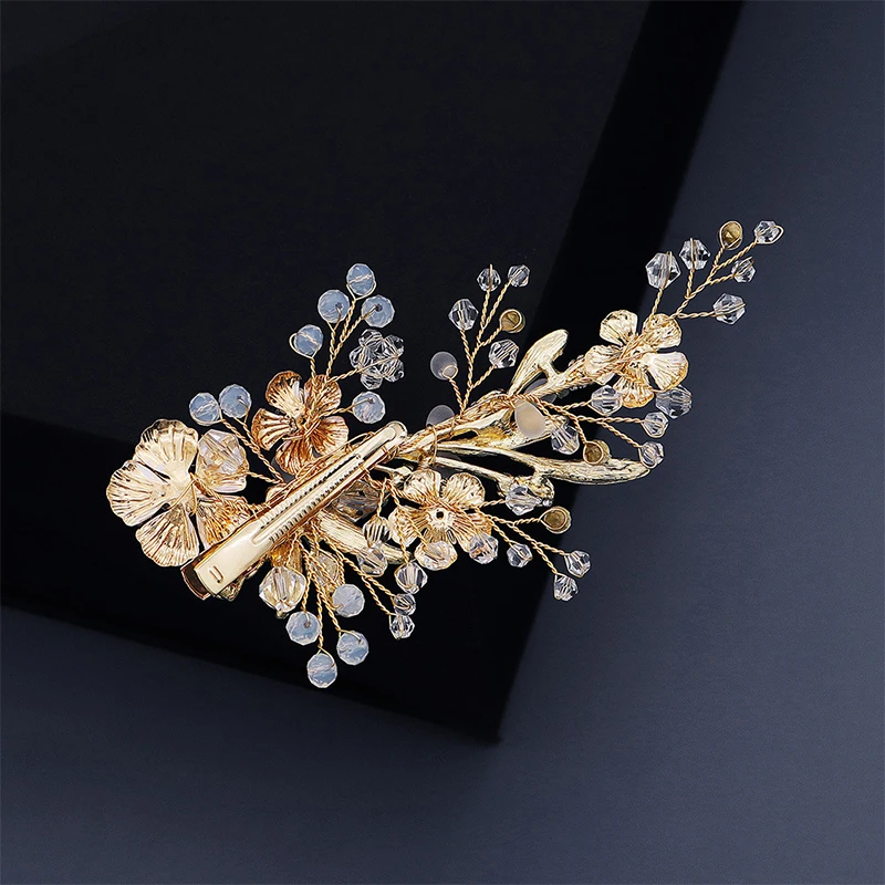 Bridal Headpiece Wedding Fashion Headdress For Bride Handmade Wedding Crown Floral Pearl Hair Accessories Hair Ornaments