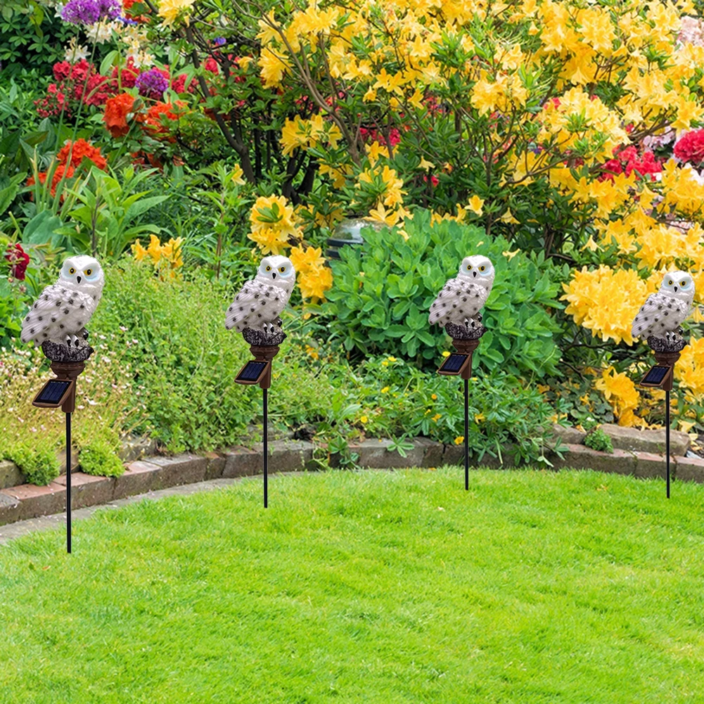 Luz LED Solar para porche, lámpara de simulación de búho para exteriores, estacas impermeables para jardín, decoración del patio del hogar, 2 piezas