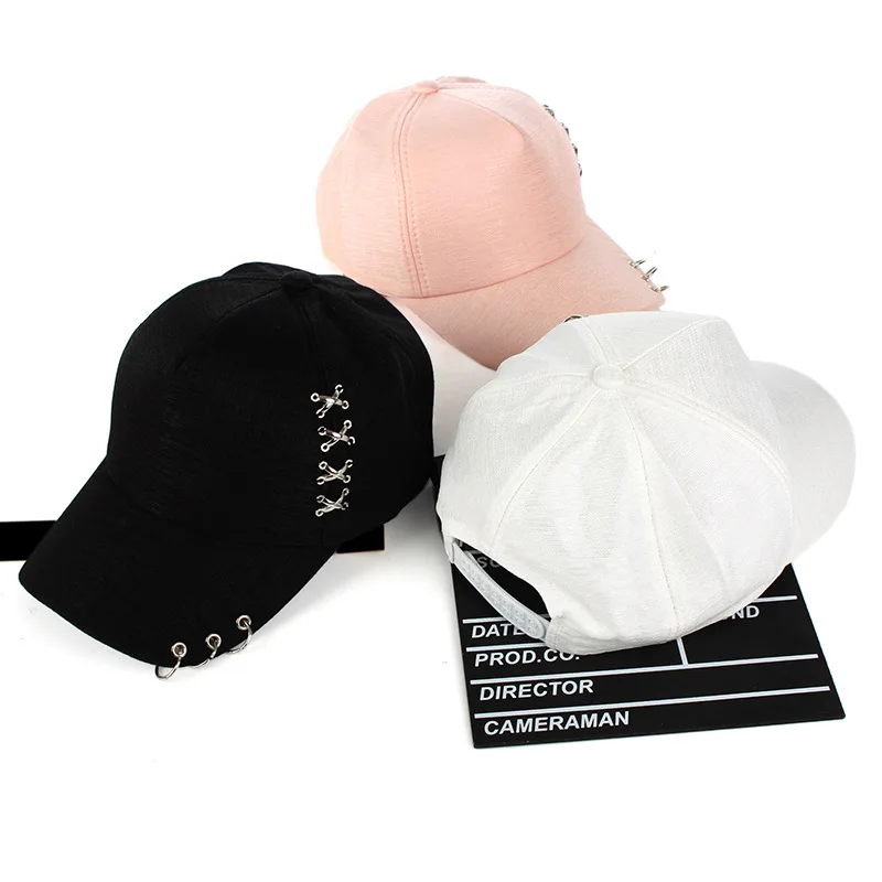 YOYOCORN  Punk Gorras Bone Masculino Feminino Beisbol Hip Hop Baseball Caps Creative Unisex Creative Piercing Ring Baseball Cap