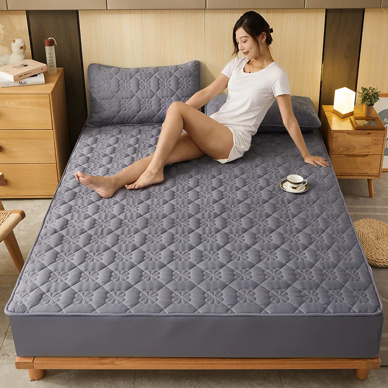 

Cotton Quilted Mattress Protector Anti-mite Mattress Cover Hypoallergenic Air-Permeable Bed Cover Washable Embossed Bedspread