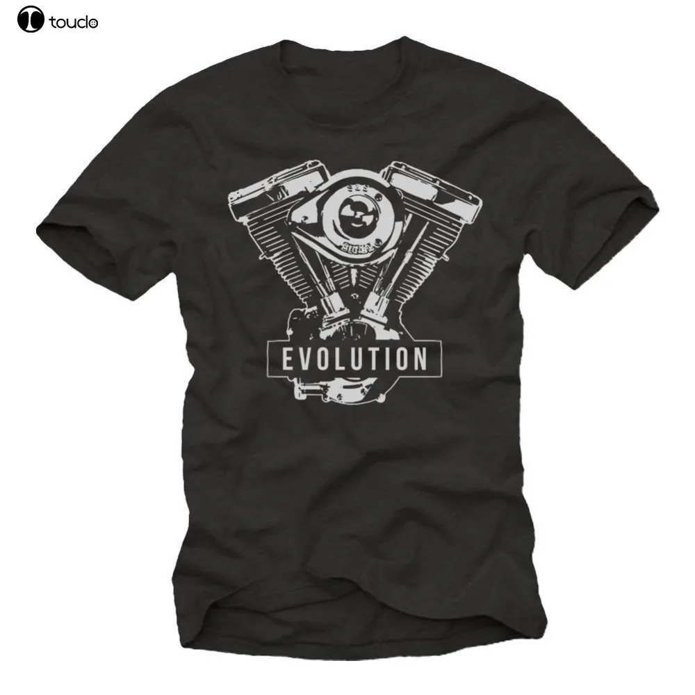 Motorcycle Clothing V Twin Biker Evolution Engine Mens Motorbike  Men Fashion Cool Summer Streetwear  T Shirt