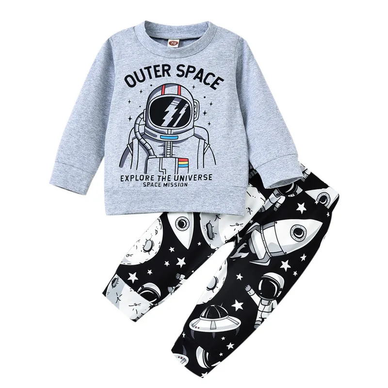 

Baby Boy Set Cartoon Outfits Astronaut Print Sweatshirts Space Planet Legging Pants Baby Clothes Autumn Infant Toddler Clothing