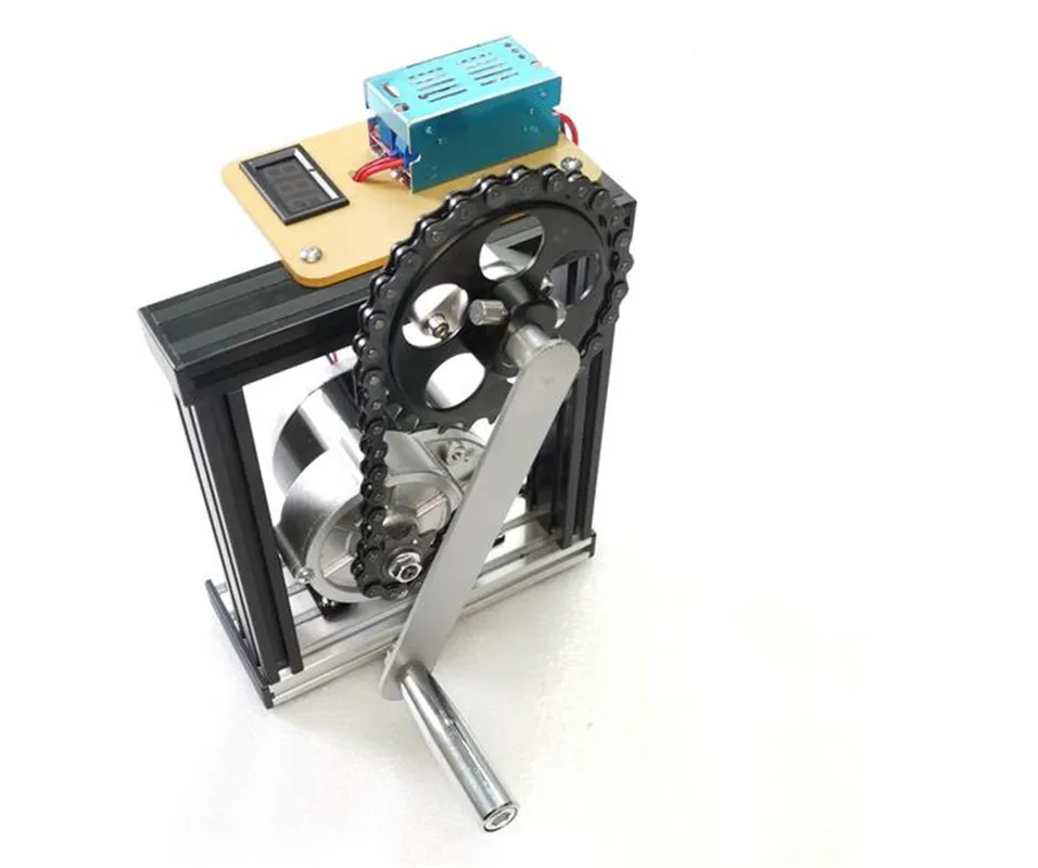 Generador de manivela manual, 100W, 12V 24V, estructura de aleación de aluminio, puente rectificador de voltímetro, equipo de enseñanza