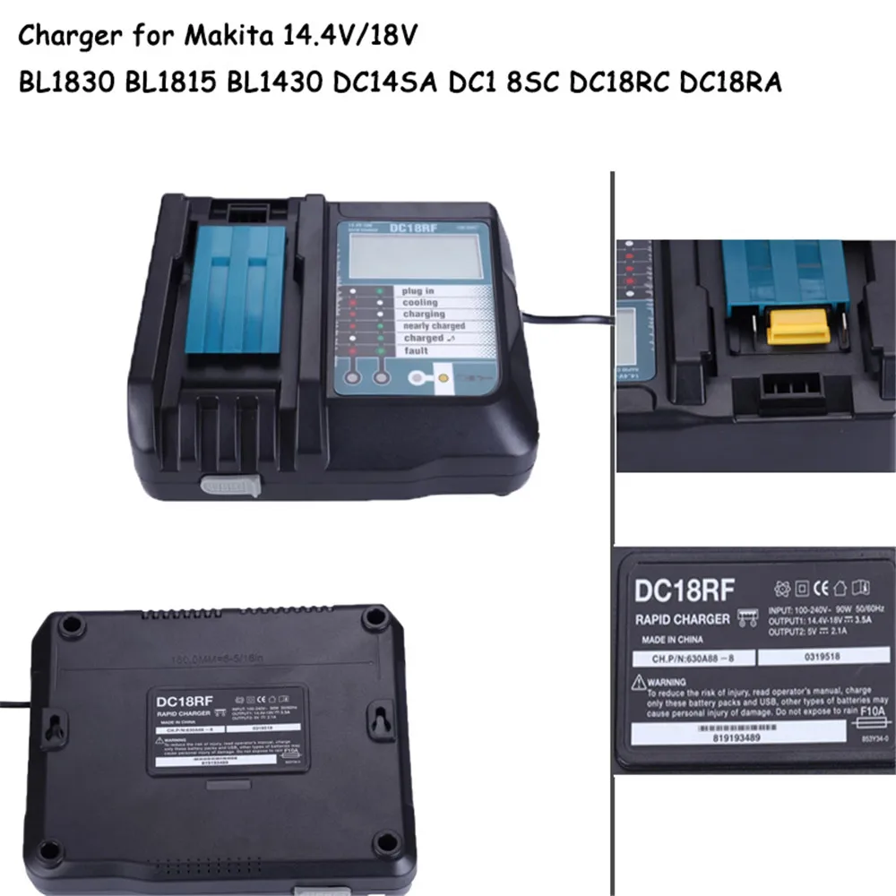شاحن بطارية ليثيوم أيون لماكيتا ، أداة طاقة بديلة ، 14.4 فولت ، 18 فولت ، DC18RC ، DC18RD ، 4A ، DC18RF ، DC18SF ، 3A ، BL1830 ، BL1430