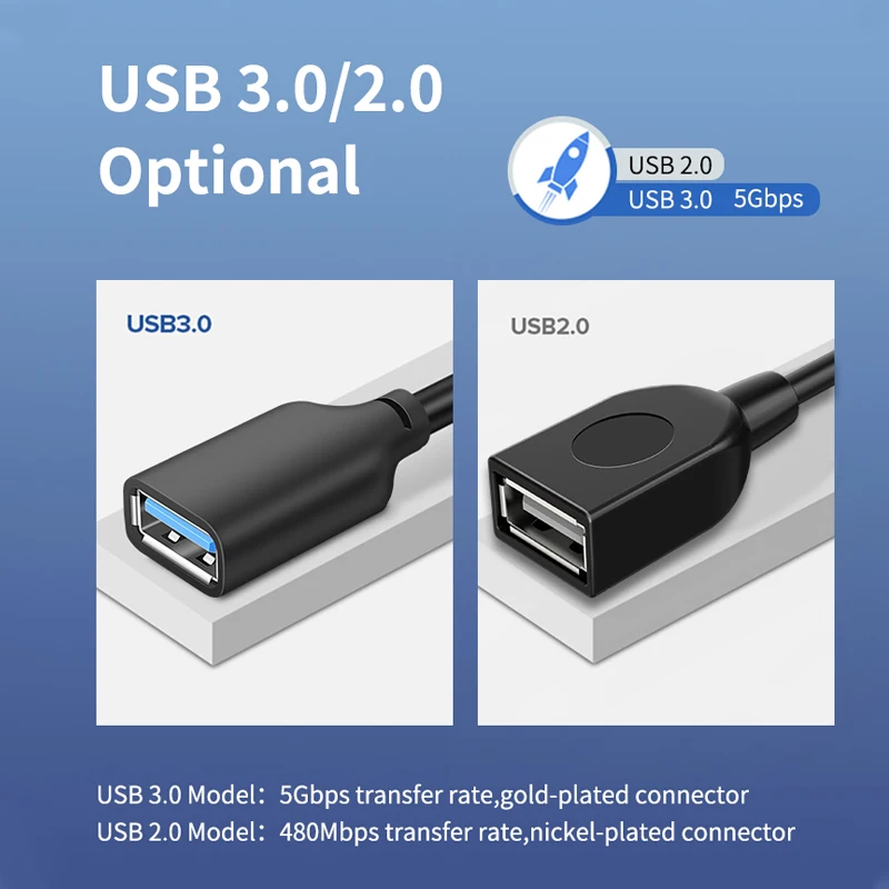 Przedłużacz USB CABLETIME Kabel USB3.0 na USB M/F typu A Przedłużacz USB 5 Gb/s Przewód transferu danych do laptopa SSD TV Smart C267