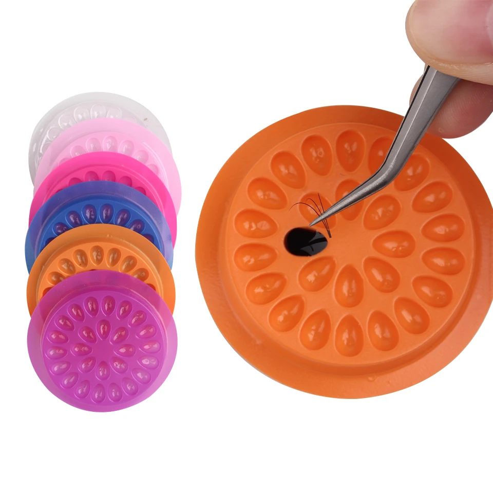 

Portable Flower Shape Colors Plastic Eyelash Glue Holder Disposable Durable Gasket Pallet for Eyelash Extension Makeup Tool