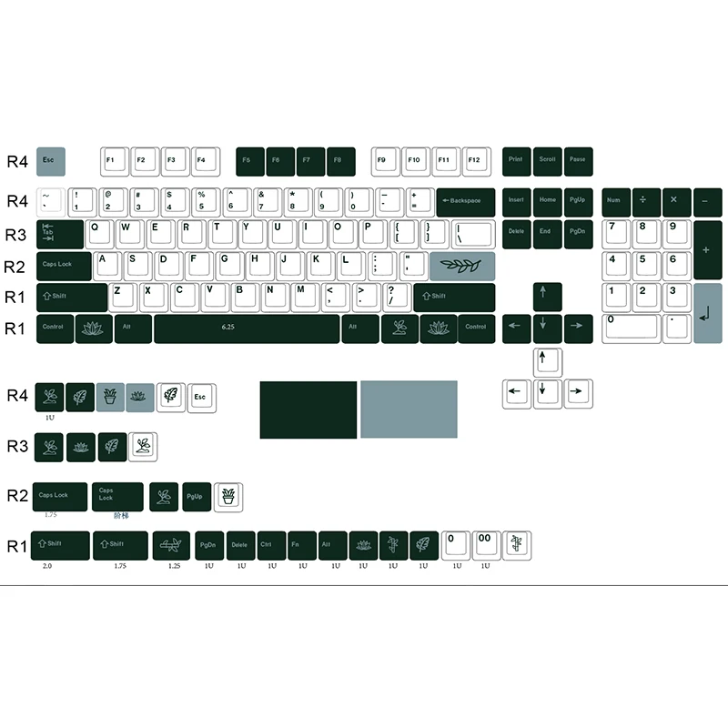 Imagem -06 - Gmk Botânica Clone Keycaps Pbt Dye Subbed Perfil Cereja Interruptor mx Teclado Mecânico Gh60 Gk61 Gk64 96