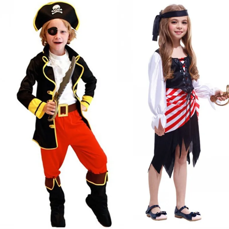 Costume de Pirate pour enfants, Costume de carnaval d'halloween pour garçons, accessoires Cosplay pour filles, robe d'anniversaire