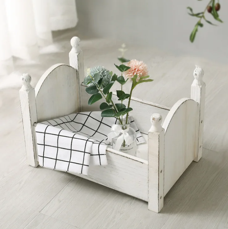 

Baby Photography Props Crib Photo Studio Hundred Days Newborn Small Wooden Bed Full Moon Children Retro Old Photo Props Bed