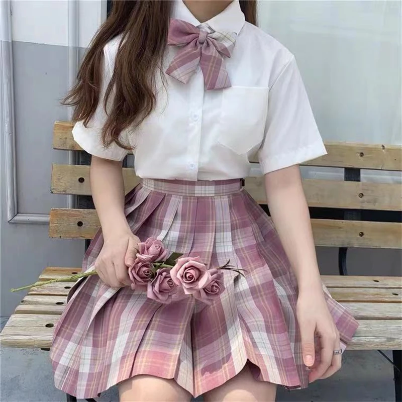 女性のためのハイウエストプリーツスカート,セクシーな韓国の夏服,素敵なミニチェックスカート,学生服,学校のユニフォーム