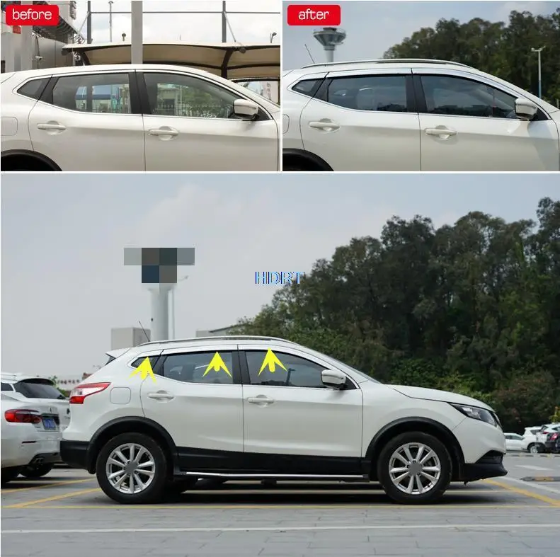 

For Nissan Qashqai 2016 2017 2018 ABS chrome Window Visor Vent Shade Rain Sun Guard Deflector Awnings Shelters Covers Car Style