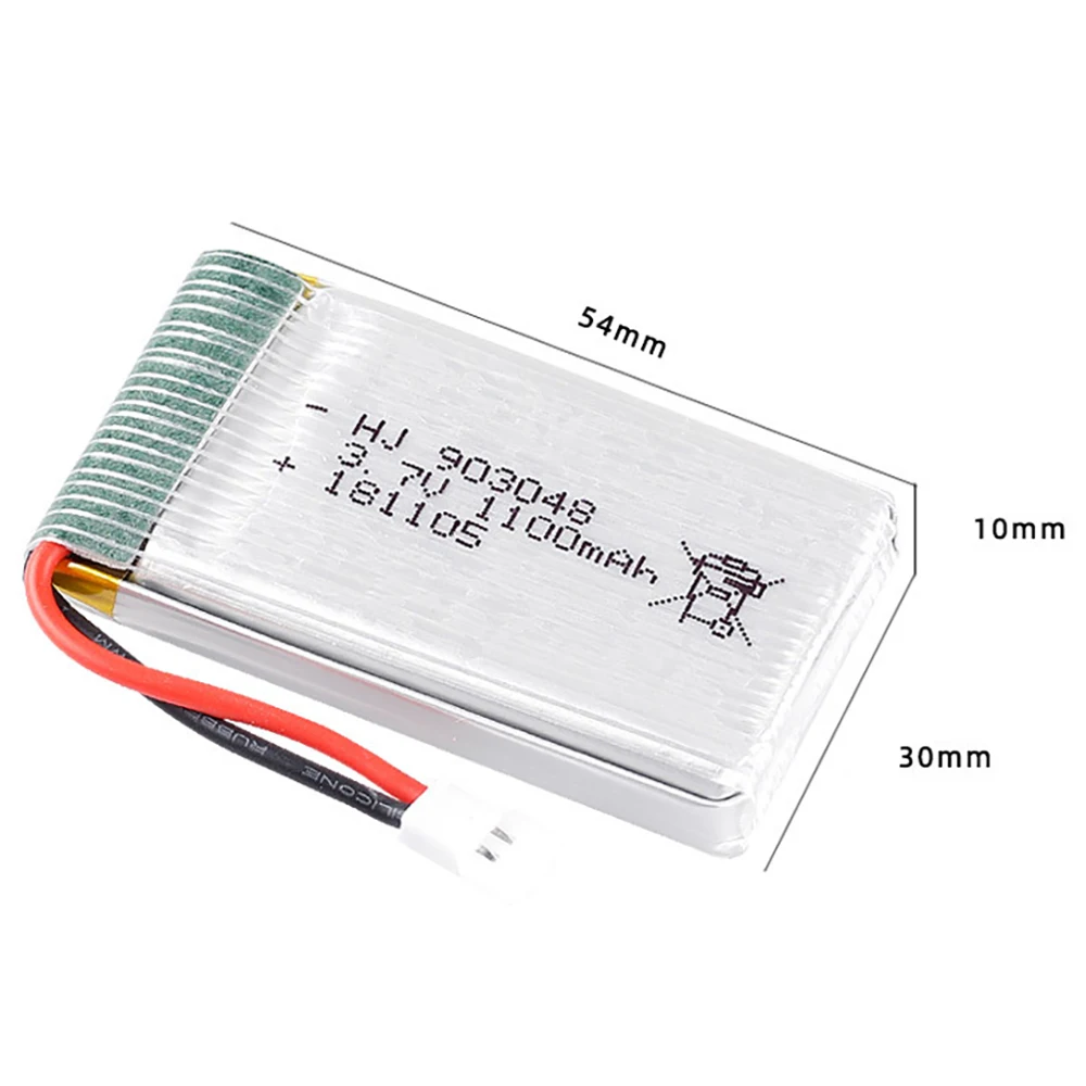 Bateria recarregável da bateria de 3.7v 1100mah 903048 lipo para as peças sobresselentes 2 pces do zangão de syma x5c x5sw m68 cheerson CX-30 h5c a 5 pces