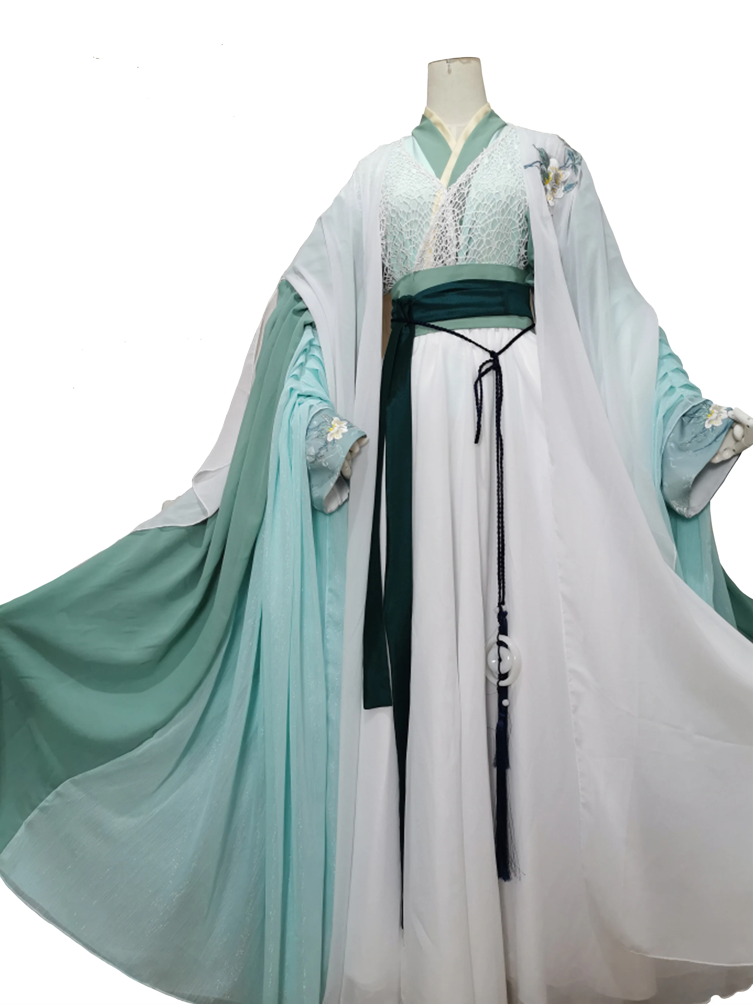 

Black Blue Ink Paint Embroidery Male Cosplay Costume Hanfu Lan Wangji cos Feng Shi for The Founder of Diabolism