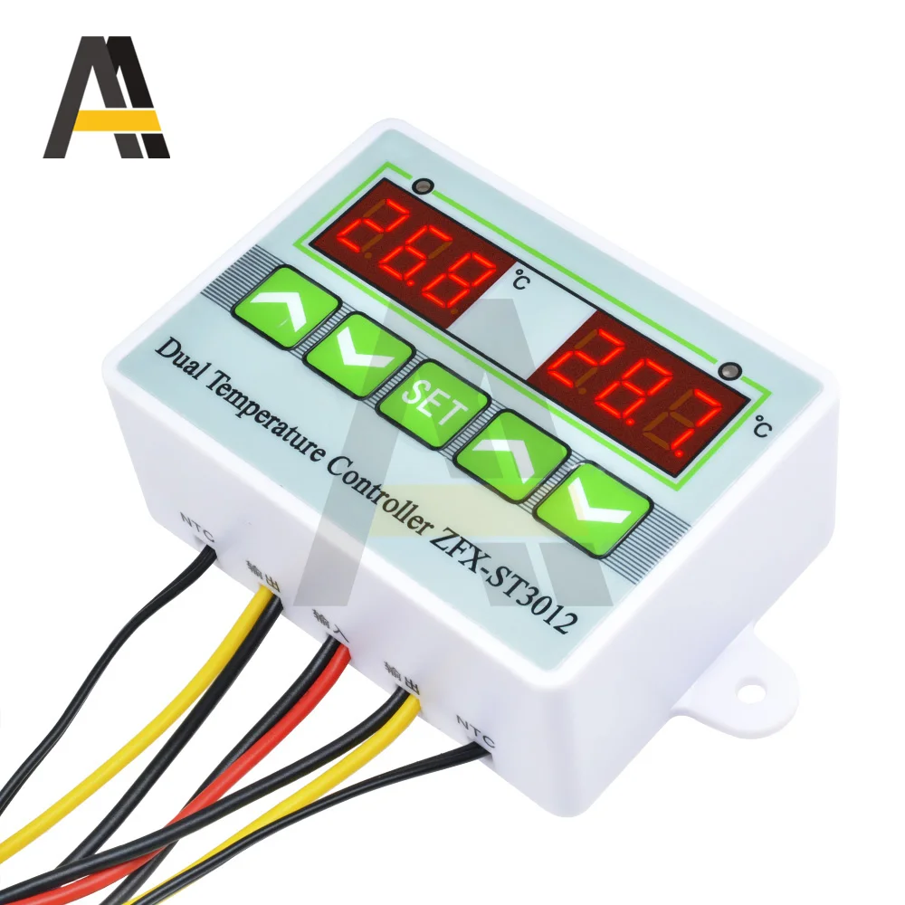 ZFX-ST3012 DC 12V/24V Temperature Controller Dual Thermostat Controller Temp Control Thermoregulator Control Module AC 110-220V