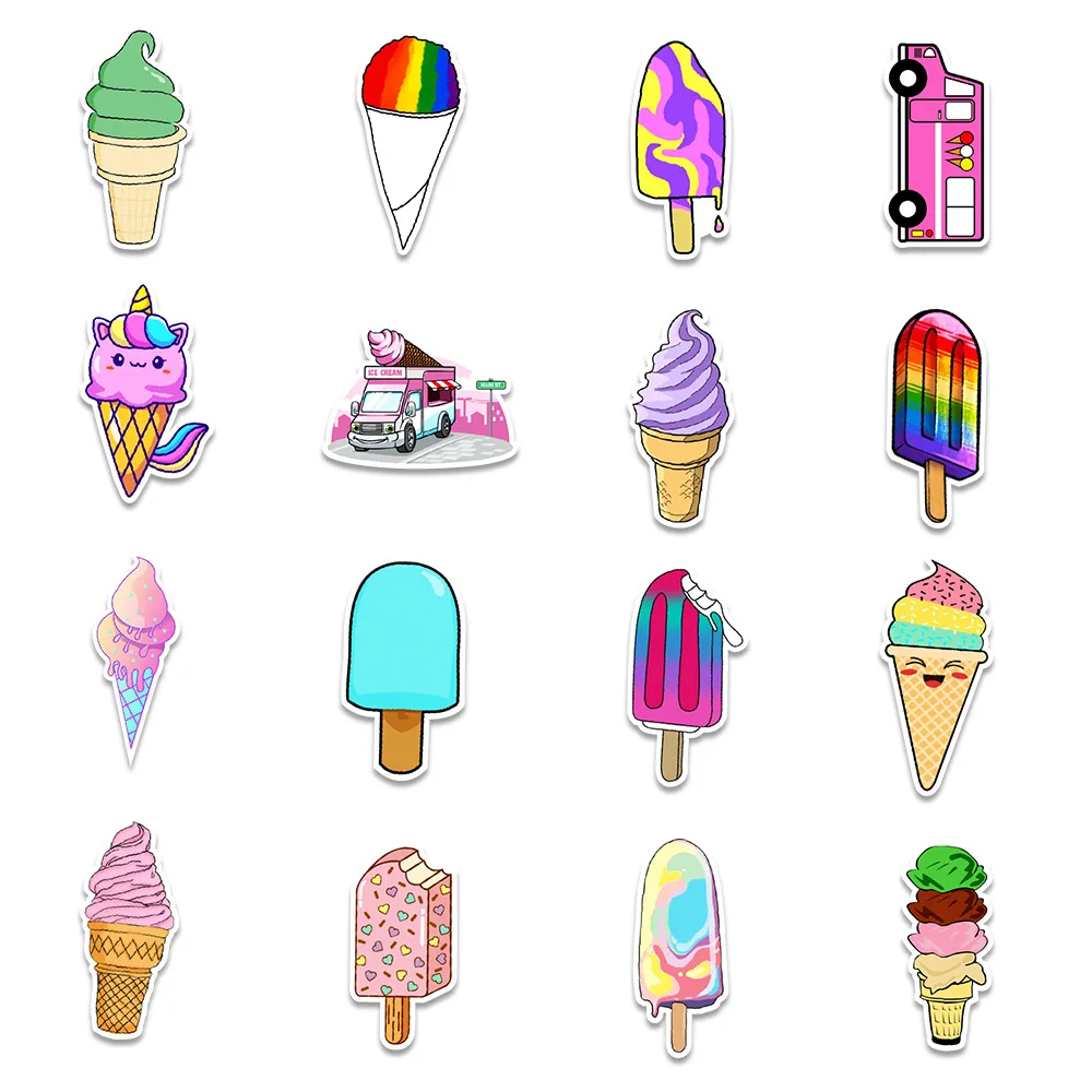 32 adesivi a forma di gelato, adesivi per dessert estivi per bambini, per creare il proprio gelato, decalcomanie fai da te Mix & Match Bomboniere per bottiglie d'acqua, giochi per feste, laptop