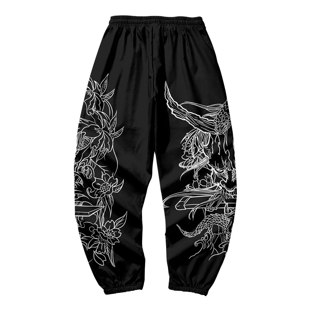 2021 pantaloni sportivi Harajuku pantaloni sportivi da uomo pantaloni Cargo tascabili pantaloni Hip-Hop con stampa nera pantaloni sportivi