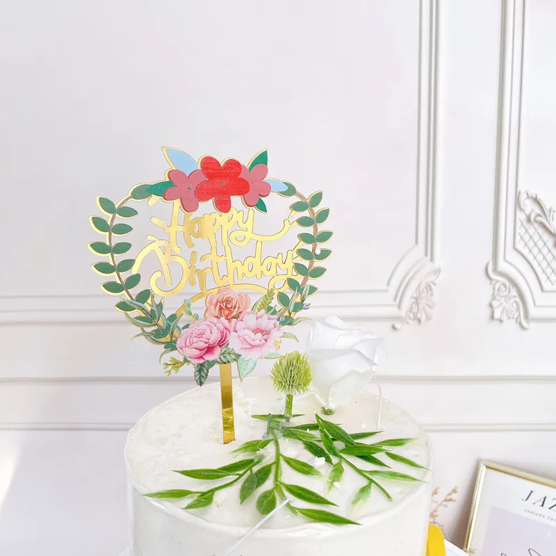 Acryl Happy Birthday Cake Topper Schlichter Goldener Geburtstagstorten-Aufsatz für Kinder Feiertagsgeschenk Dessert-Dekoration Babyparty – Detail 13