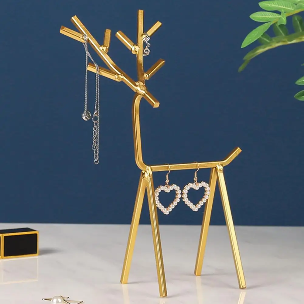 

Jewelry Rack Deer Shape Lovely Wrought Iron Deer Tree Necklace Racks for Bedroom