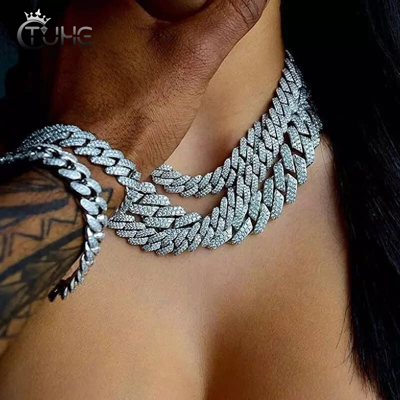 12mm Micro Pave CZ Cuban Link Chains Necklaces Luxury Bling Choker Iced Out Zircon Punk Women Men Couple Jewelry Christmas Gifts