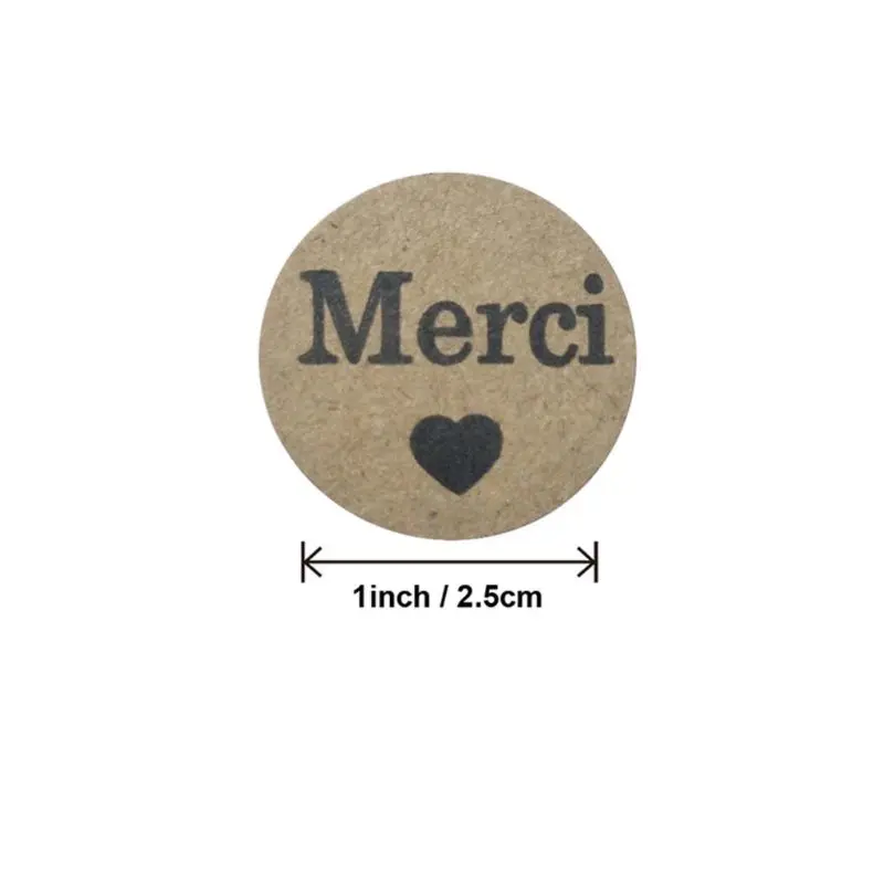 500pcs Kraft Merci French Thank You labels Stickers Envelope Package Seal K1MF