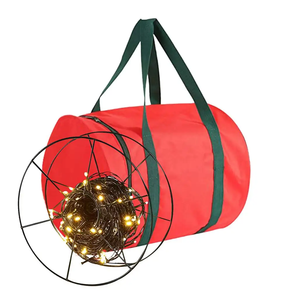 Foldable Christmas Light Storage Bag Tearproof 600D Oxford Fabric Reinforced Stitched Handles For Storing Xmas Tree Home Storage