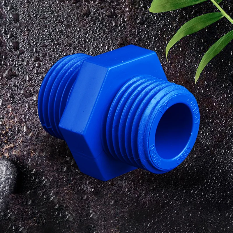 PVC Thread Water Pipe Joint Male Thread PVC Straight Connectors Home Garden Irrigation PVC Pipe Fittings Blue PVC Joints 1 Pcs