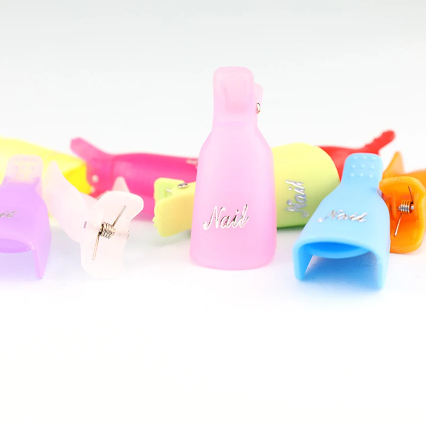 10ชิ้น/เซ็ตสีเล็บ Remover คลิปอะคริลิคเล็บอะคริลิค Soak ปิดคลิป Caps เจล UV เจล Quick Removal คลิป,10สี