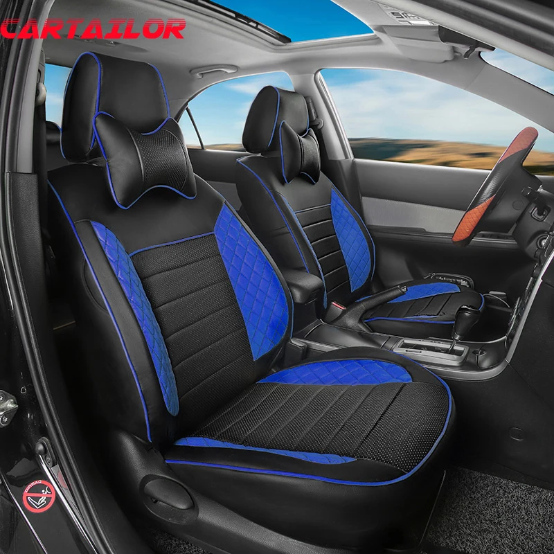 

CARTAILOR full set cover seats custom for kia shuma car accessories seat covers quality black PU leather seats cushion covers