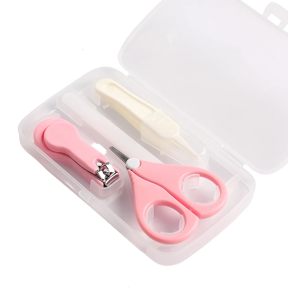 4 Uds. Kits de cuidado de la salud para bebés, juego de cuidado de uñas para bebés, tijeras recortadoras de dedos infantiles, cortaúñas, caja de