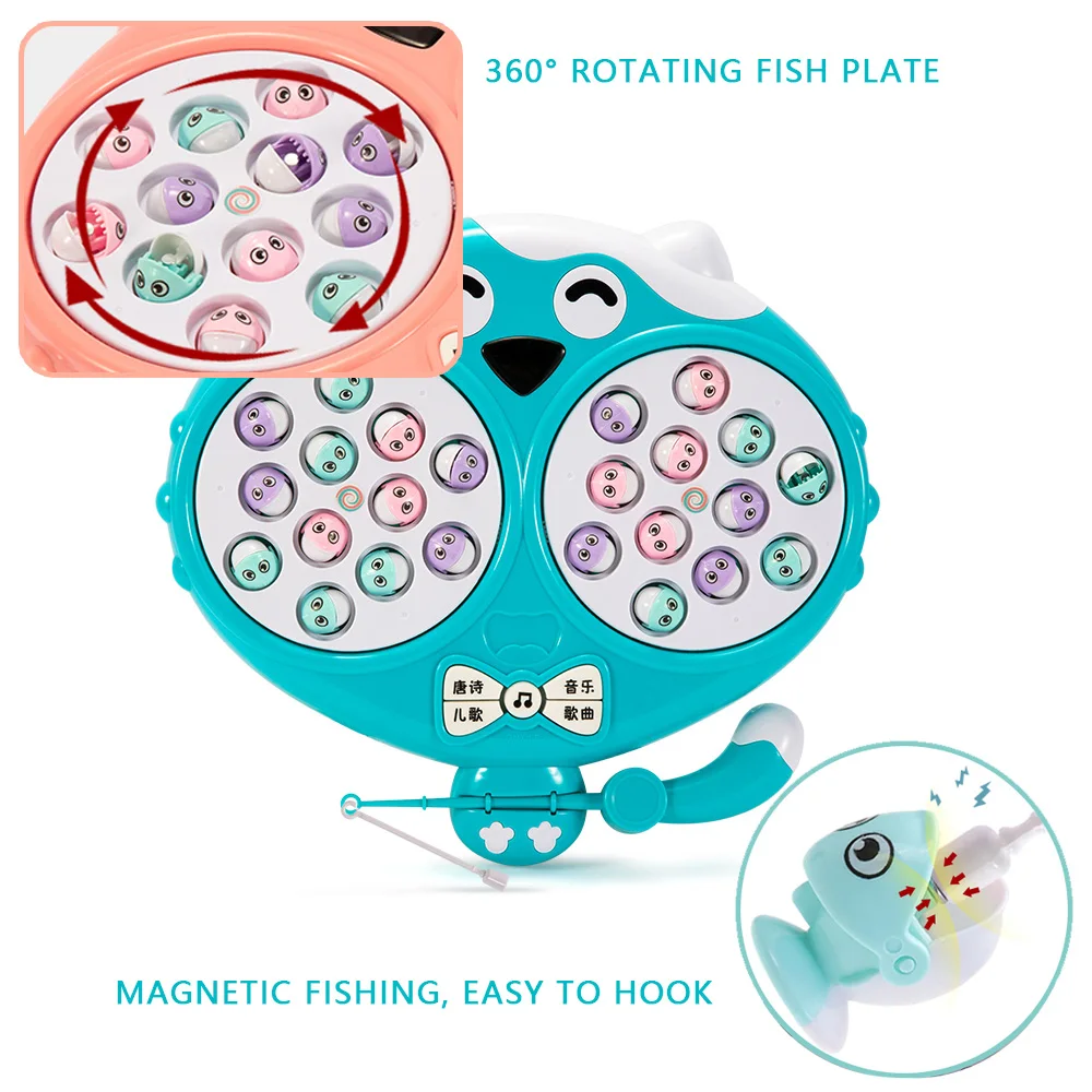 Kids Montessori Toys Multifunctional Meow Diaoyutai Music Rotating Magnetic Fishing Educational Baby Toy Birthday Gift