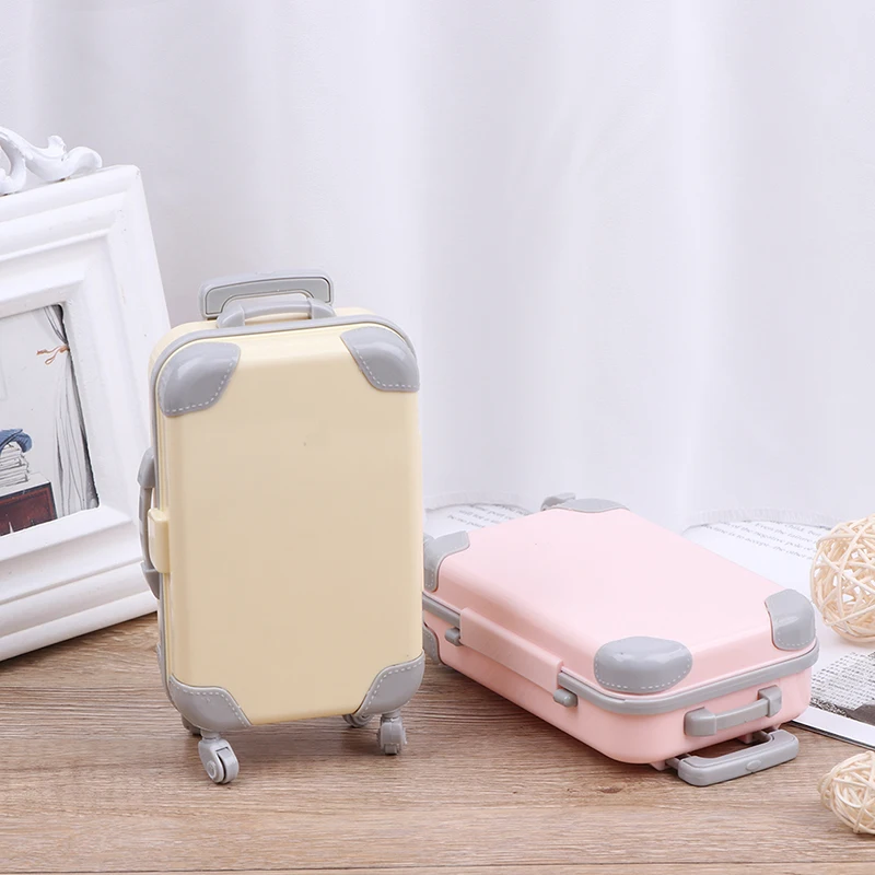 Mini Plastic Suitcase Luggage Doll Accessories Furniture Kids Toys Play House 3D Travel Train Suitcas For Baby Doll Gift