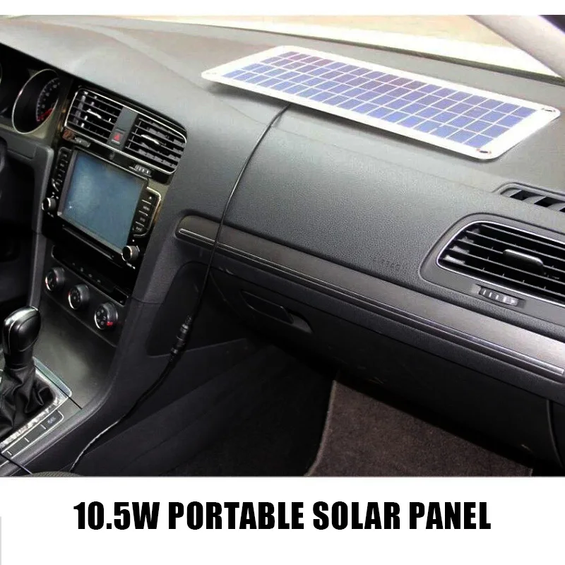 Solar PanelPortable Vehicle-Mounted 10.5W Portable Solar Panel Charger For 12V Car Boat Motor Battery Charger+USB Charger Mobile