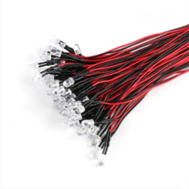 20Pcs!!! 3/ไดโอดเปล่งแสง5มม.LED ลวดโคมไฟแบบลูกปัดของเล่นตกแต่งรถ5V ~ 12V