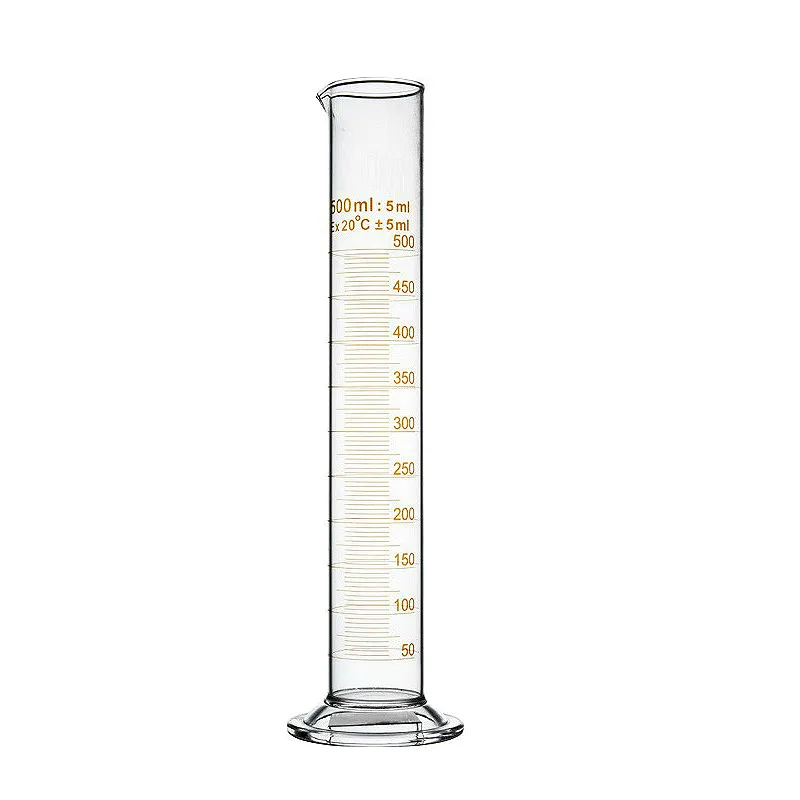 Glass Measuring Cylinder 500 ml Professional Lab Graduated Cylinder Chemistry Lab Glass Standard Measurement Cup Grade A 1/PK