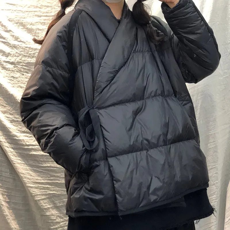 Winter Frauen Unten Mantel Warme Vintage Kurze Weiße Ente Unten Jacke Mode Einfarbig Lose Verdicken Oberbekleidung Weibliche Streetwear