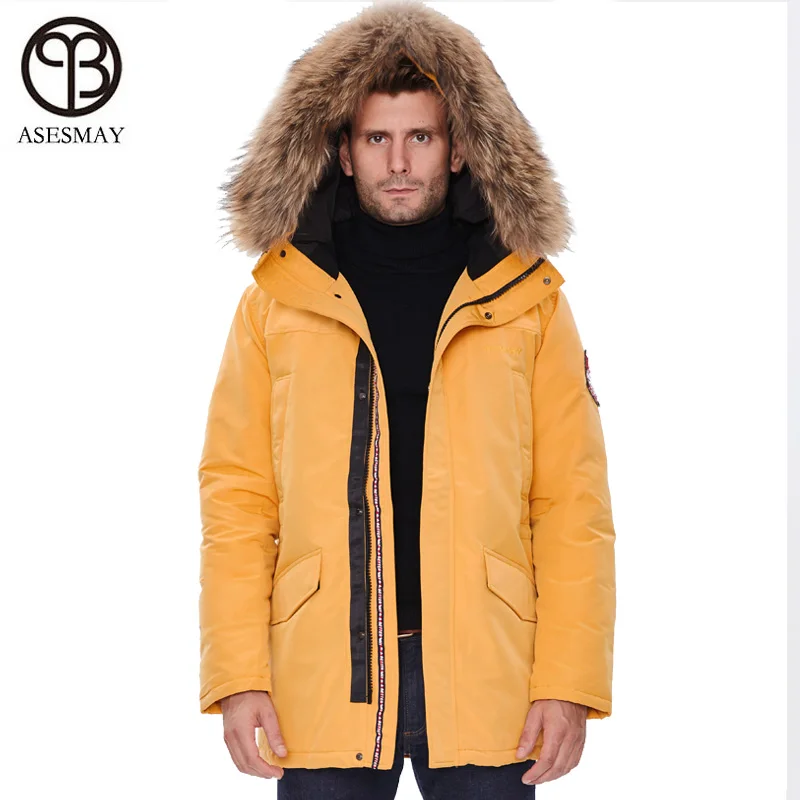 Asesmay 2021 inverno jaqueta masculina roupas de marca wellensteyn parka engrossar casaco quente com capuz com gola de pele europeu mais tamanho