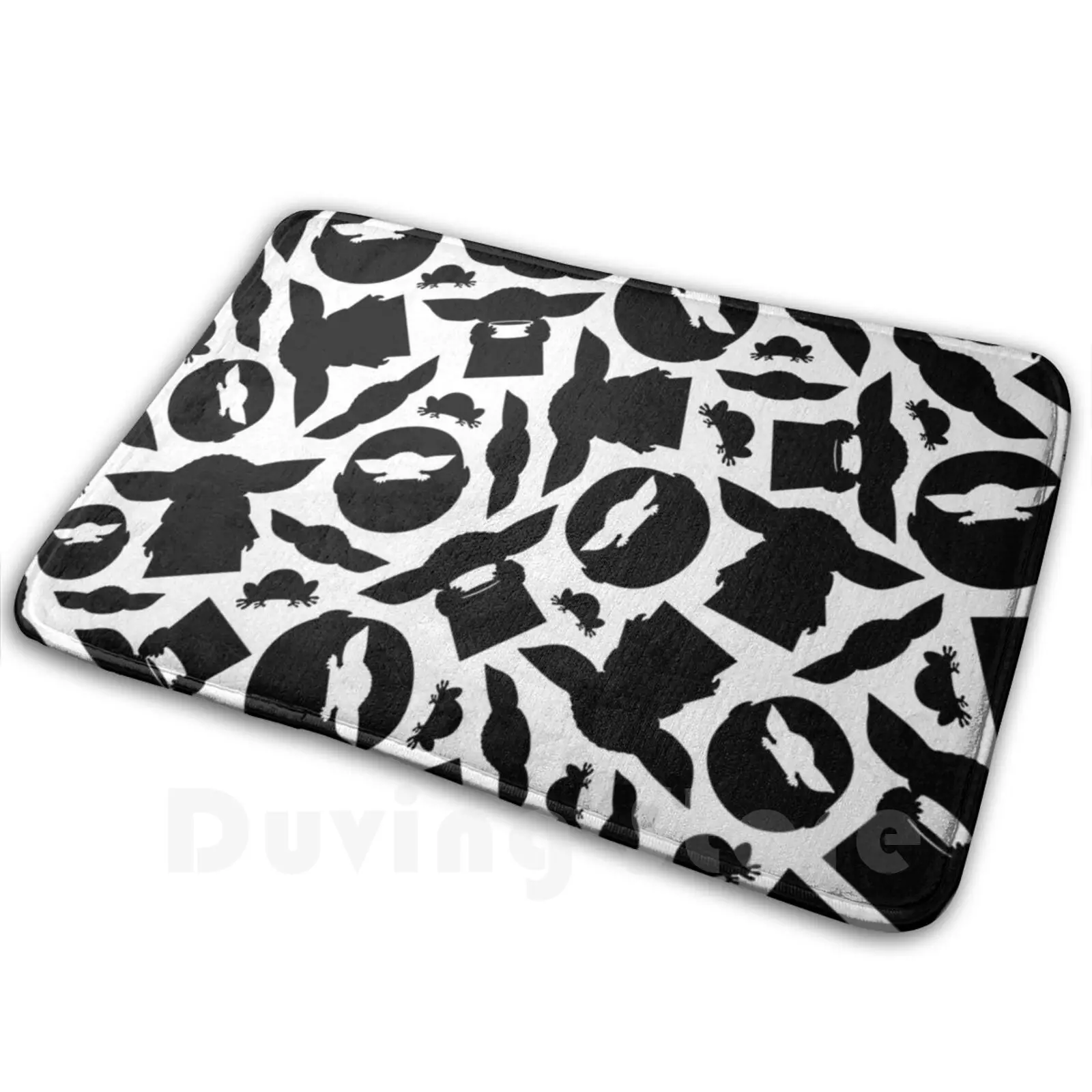 Monochrome Silhouettes Carpet Mat Rug Cushion Soft Black White Mono Monochrome Silhouette Silhouettes Outline Shape